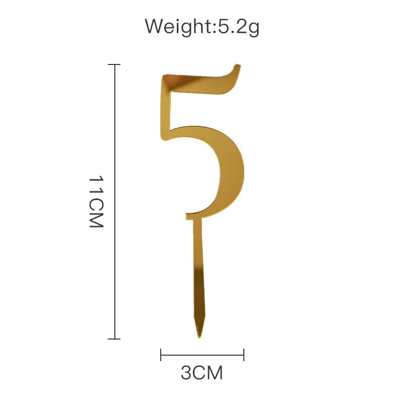 Sparkling 0-9 Number Happy Birthday Cake Topper Gold Acrylic Wedding Cake Topper Kids Birthday Party Cake decoration Baby shower