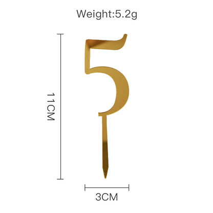 Sparkling 0-9 Number Happy Birthday Cake Topper Gold Acrylic Wedding Cake Topper Kids Birthday Party Cake decoration Baby shower