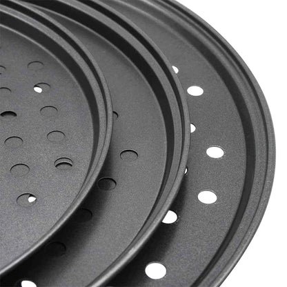 Nonstick Carbon Steel Pizza Crisper Trays Pizza Baking Pan Mold with Holes Round Deep Dish Plate