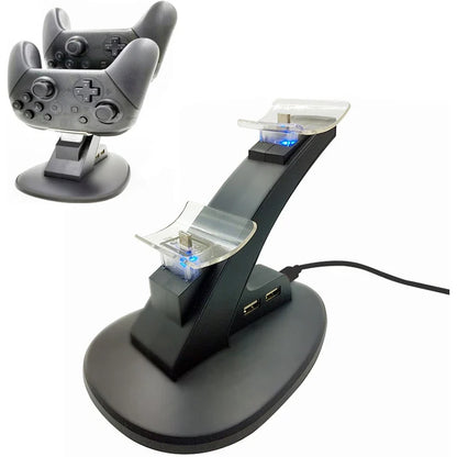 LED Light Indicator Dual USB Controller Charger Charging Dock Station Stand Cradle for Nintend Switch Pro Controller NS Gamepad