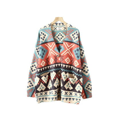 Loose V-neck Cardigan Outer Wear Women's