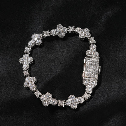 10mm Micro-inlaid Cruciate Flower Bracelet