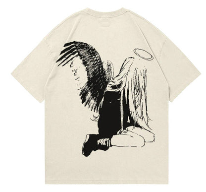 Hip Hop Men's Cartoon Angel Wings T-shirt