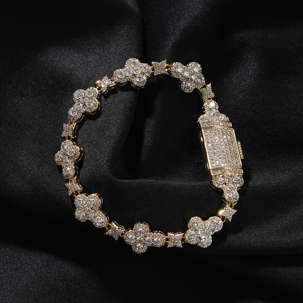 10mm Micro-inlaid Cruciate Flower Bracelet