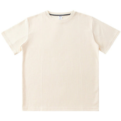 Knitted Short-Sleeved T-Shirt Men’s Loose Solid Color