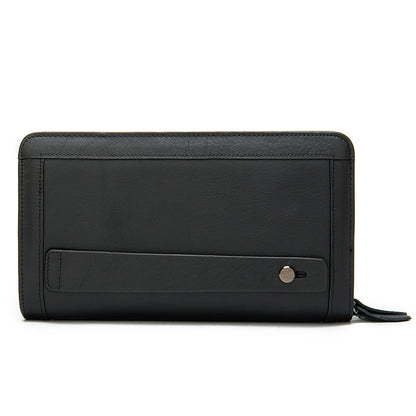 Double Zipper Cowhide Clutch Wallet