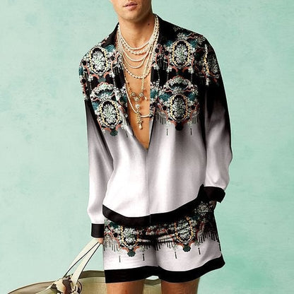 3D Print Short Sleeve Shirt Shorts Set