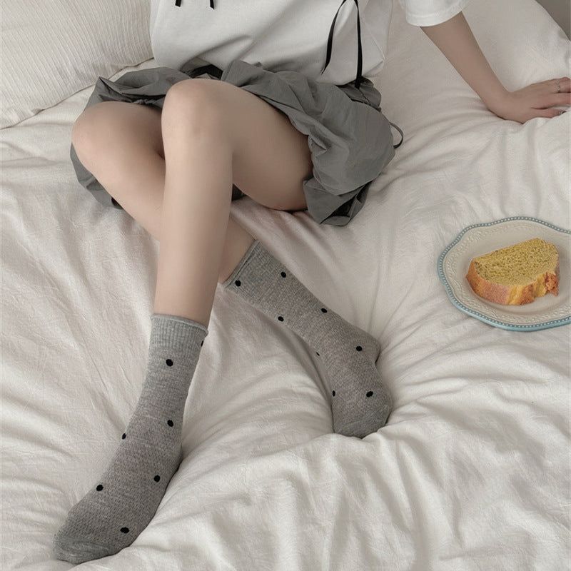 Polka Dot Mesh Hollow Mid-Calf Socks