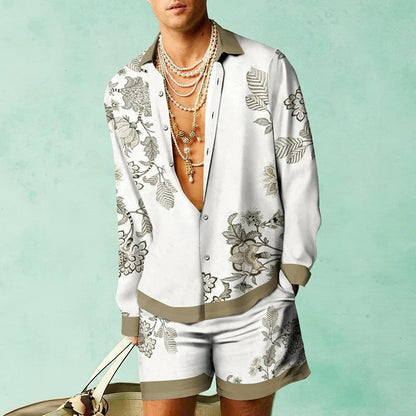 3D Print Short Sleeve Shirt Shorts Set