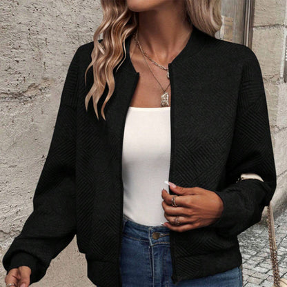 Women's Long Sleeve Knitted Cardigan Zipper Decoration