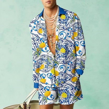 3D Print Short Sleeve Shirt Shorts Set