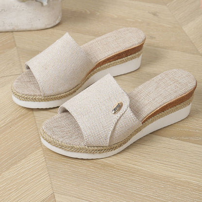 Plus Size Fish Mouth Wedge Slippers