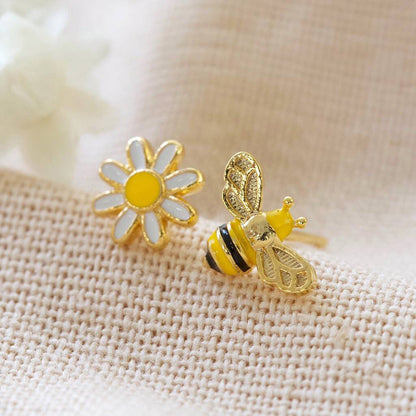 Little  Stud Earrings Female Asymmetric Bee