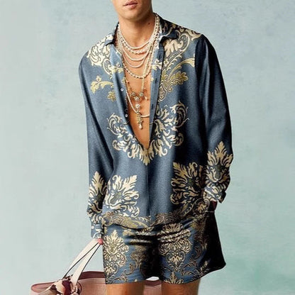3D Print Short Sleeve Shirt Shorts Set