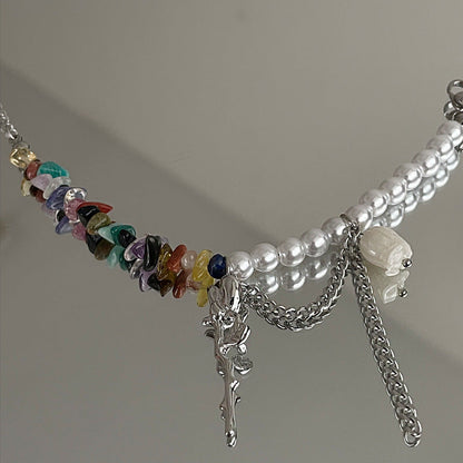 Colorful Gravel Stitching Rose Pearl Bracelet