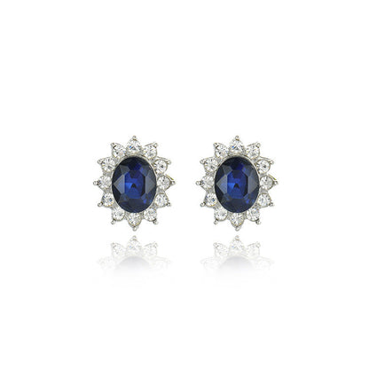 Sapphire Sunflower Necklace and Earring Set