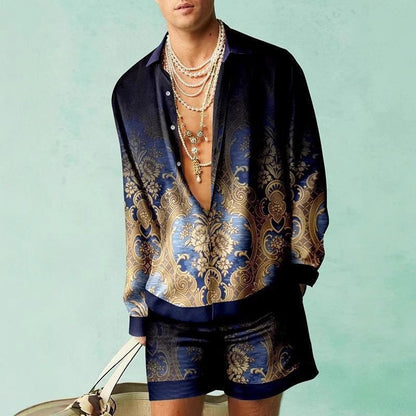 3D Print Short Sleeve Shirt Shorts Set