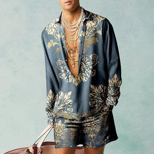 3D Print Short Sleeve Shirt Shorts Set