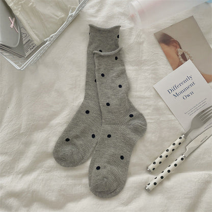 Polka Dot Mesh Hollow Mid-Calf Socks