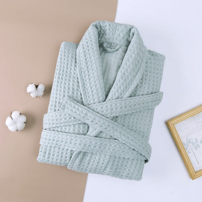 Cotton Double Waffle Unisex Long Robe