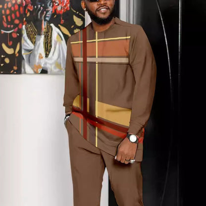 Fashion Personality 3D Printed Two-piece Suit Men