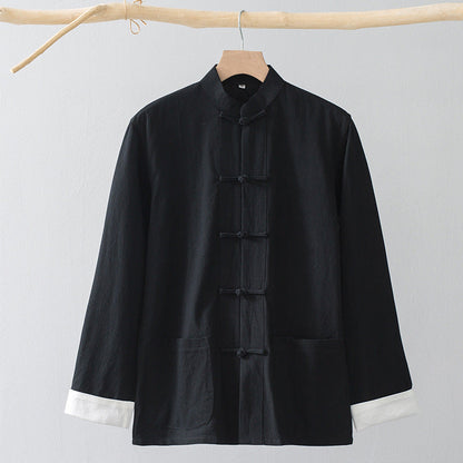 Cotton Linen Coat Vintage Top For Men