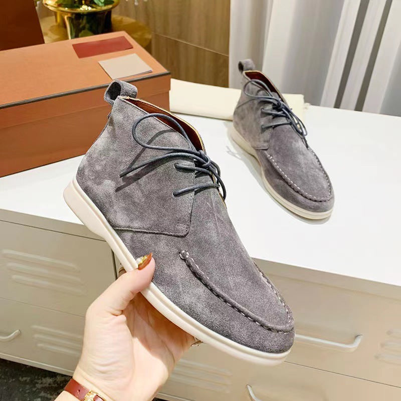 Men's Mid-top Flat Pumps Ankle Boots Lace-up