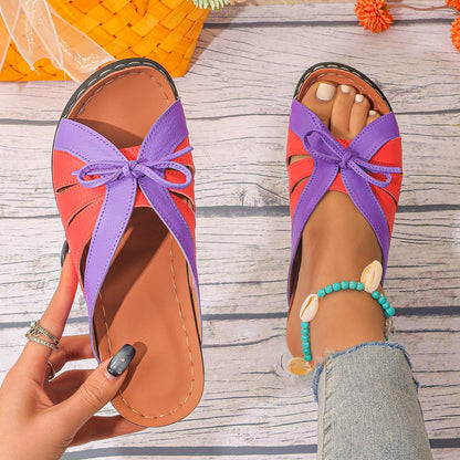 Plus Size Hollow Fish Mouth Wedge Slippers
