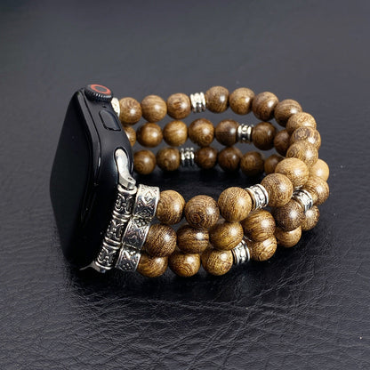 Solid Wood Bead Bracelet With Strap