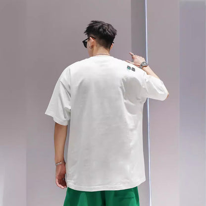 Men's Cotton Embroidery Loose Pullover Short Sleeve