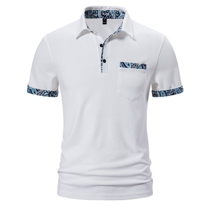 Men's Paisley Color Lapel Short-sleeved T-shirt
