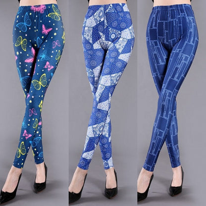 Spring and Summer Printed Milk Silk Leggings
