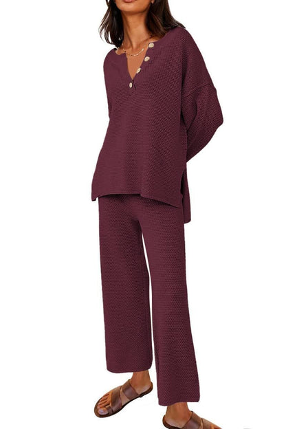 Solid Color Loose Leisure Two-Piece Set