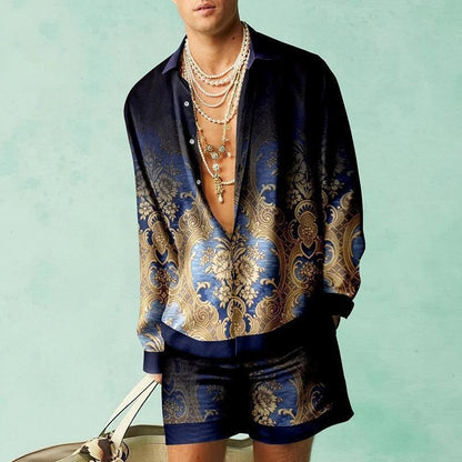 3D Print Short Sleeve Shirt Shorts Set