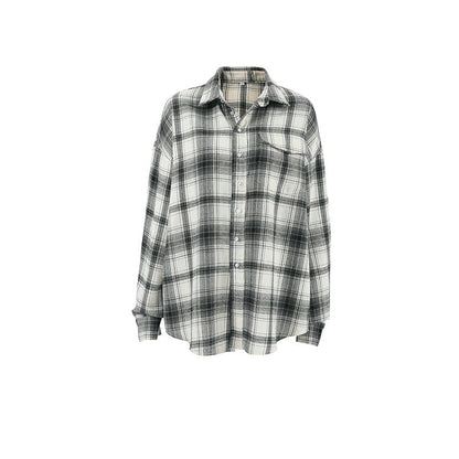 Black And White Plaid Shirt Loose Bandage Dress Women's