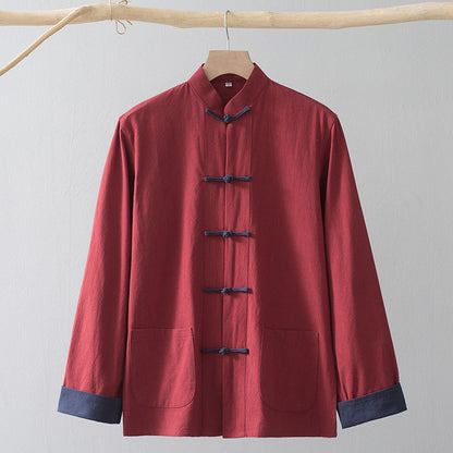 Cotton Linen Coat Vintage Top For Men