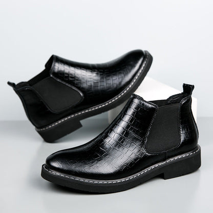 Short Middle High Top Leather Boots for Men