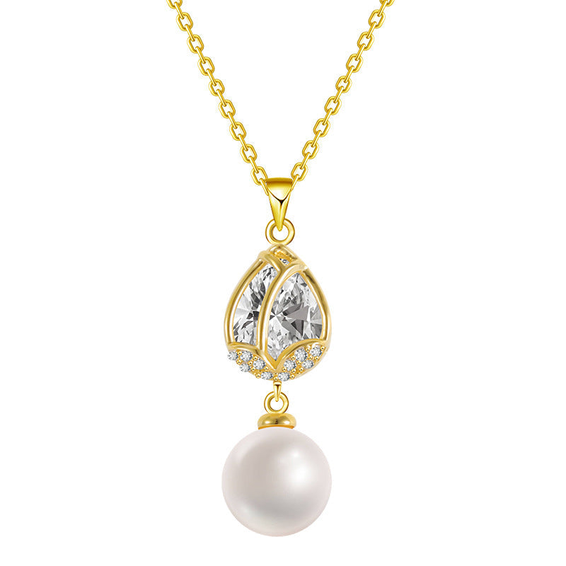 S925 Silver Tulip Pearl Necklace
