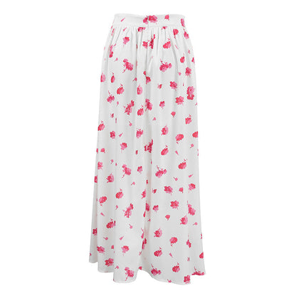 Women's Split Floral Skirt Fashionable High Waist