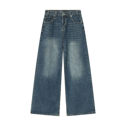 American High Street Simple Wind Black Loose Casual Jeans