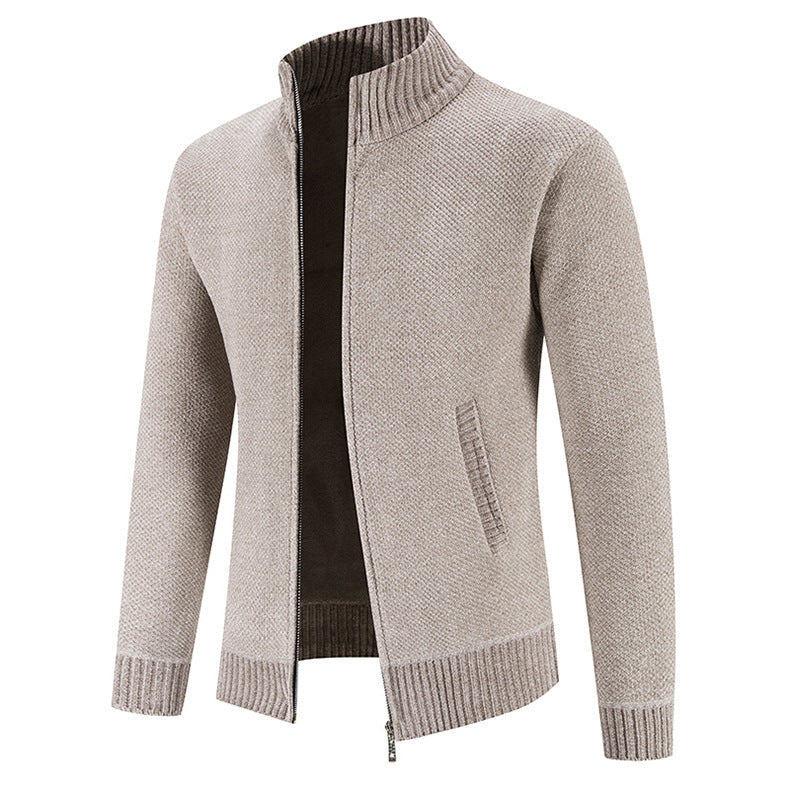 Velvet Sweater Zipper Cardigan Slim Jacket Coat