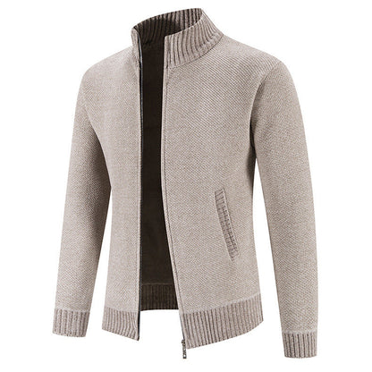 Velvet Sweater Zipper Cardigan Slim Jacket Coat