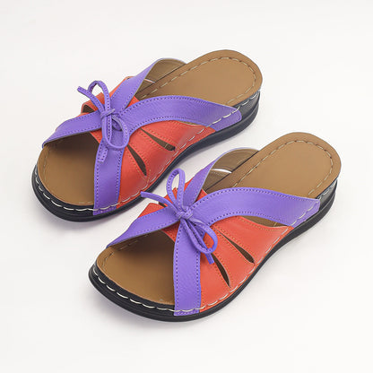Plus Size Hollow Fish Mouth Wedge Slippers
