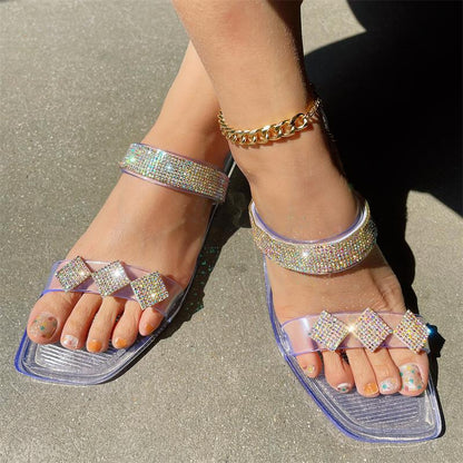 Square Toe Light Diamond Sandals