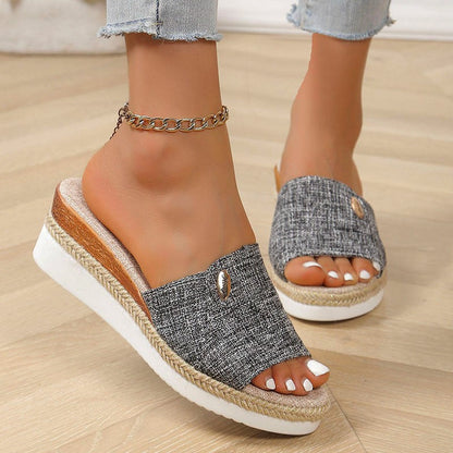 Plus Size Fish Mouth Wedge Slippers