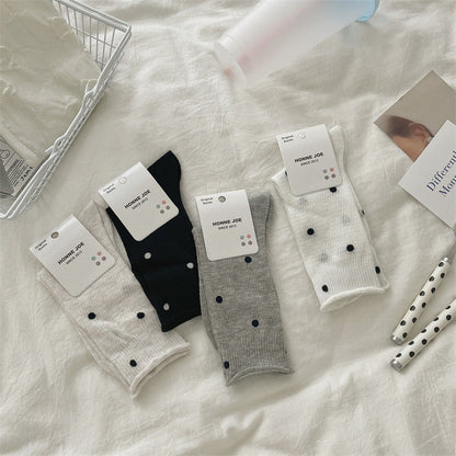 Polka Dot Mesh Hollow Mid-Calf Socks
