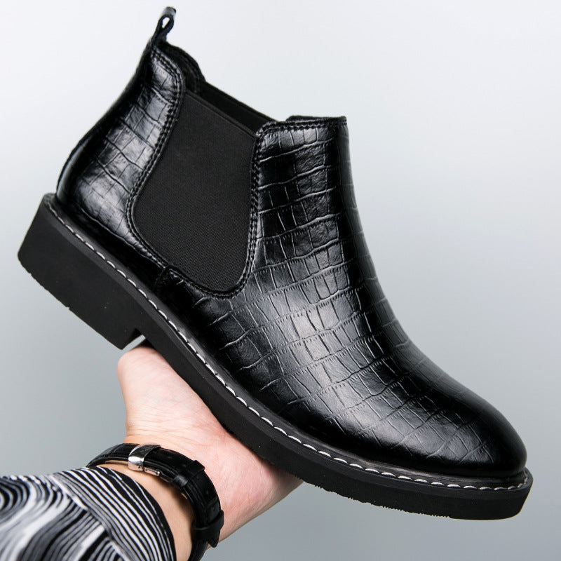 Short Middle High Top Leather Boots for Men