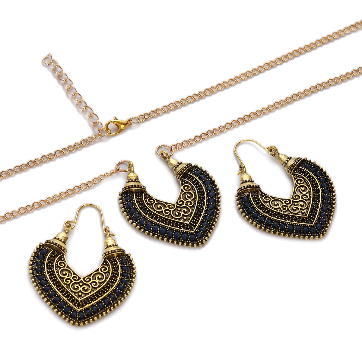 Colored Rope Earrings Necklace Set