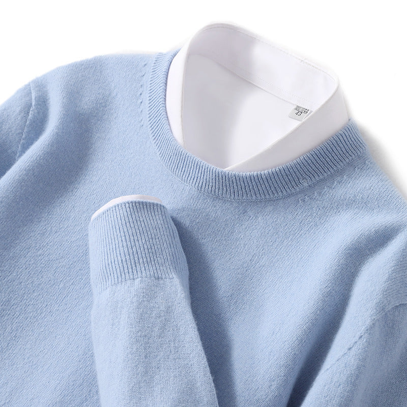 Men's Pure Wool Round Neck Autumn And Winter Knitted Sweater