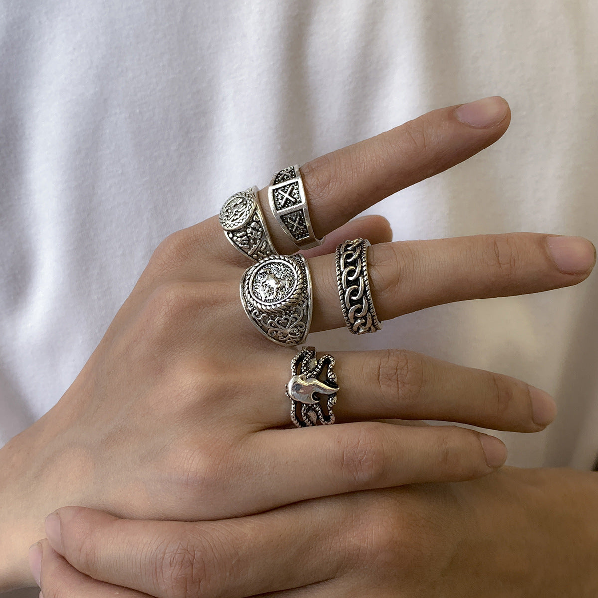Totem Horse Flame Men's Ring Set